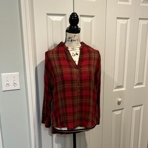 Lucky Brand Red and Brown Plaid shirt